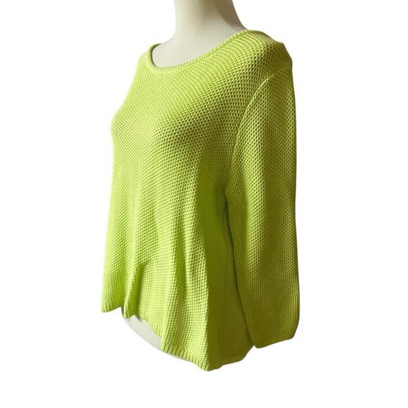PER SE SWEATER L OPEN KNIT BACK ZIP CASUAL CHIC SUMMERY BEACHY COASTAL GRANDMA - Picture 4 of 13
